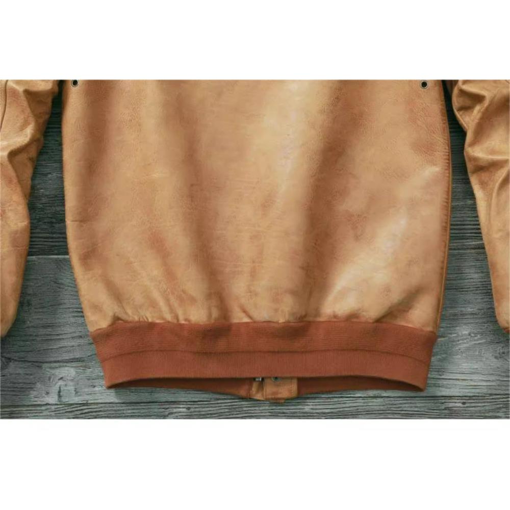 Čínská velikost Klasická letecká bunda A2 Pilotní bunda Vintage Špinavě žlutá Voskovaná hovězí kůže Bunda z pravé kůže Muži Letecké bundy Pánské kabáty