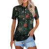 Women's Fashion Casual Lapel Short Sleeve Print Shirt Women's Button Up Tops