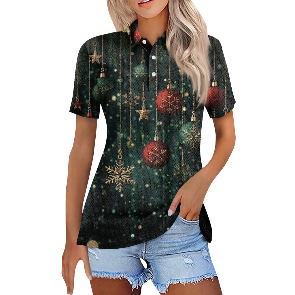 Women's Fashion Casual Lapel Short Sleeve Print Shirt Women's Button Up Tops