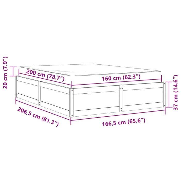 VidaXL Bed with Mattress White 160x200 Cm Solid Pine Wood, Bedroom Furniture, Wooden Bed, Pallet Bed, 3281929