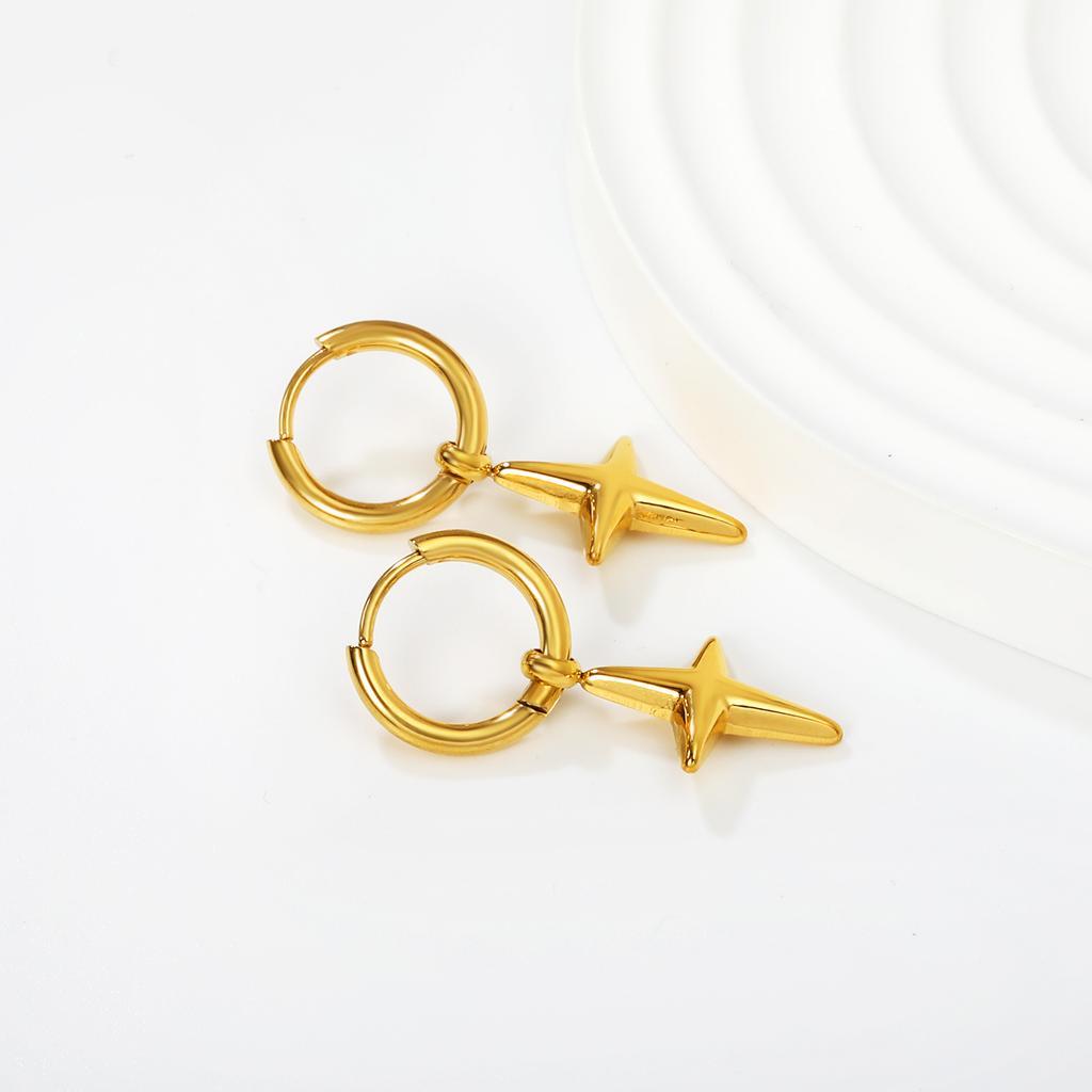 Minimalist Circle Cross Pendant Earrings for Men and Women Trendy Hip-Hop Jewelry Accessories Lightweight Luxury Waterproof Gift