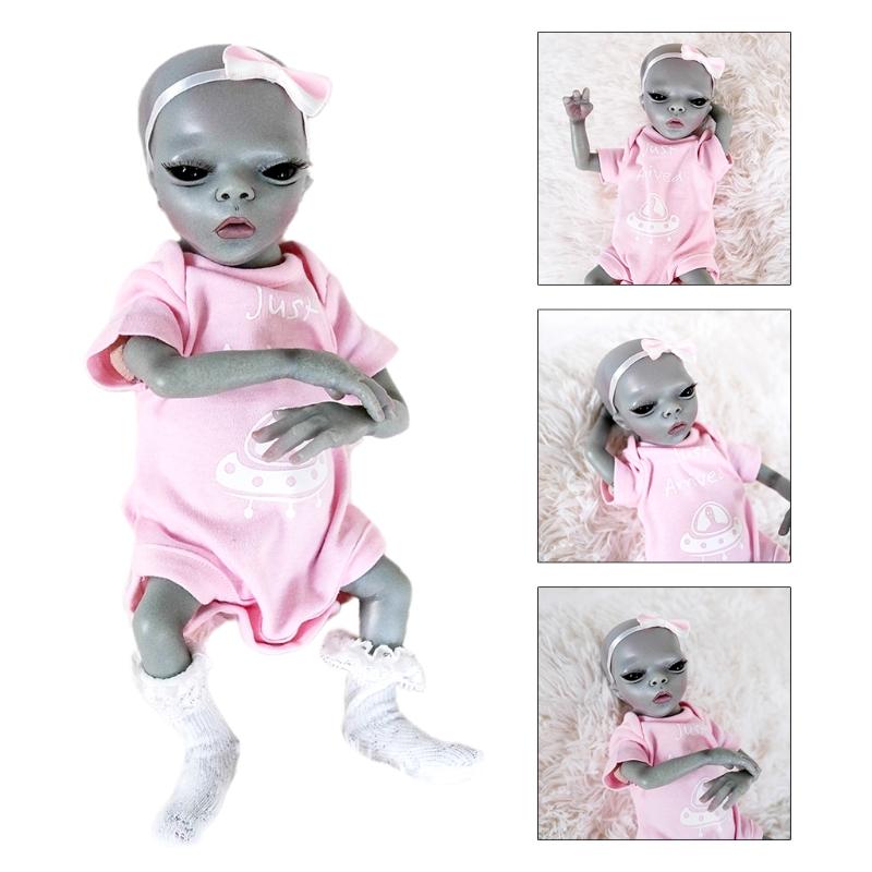 14’’ Lifelike Alien Baby Cuddle for Doll Reborn Simulation Toy Lovely Heavyweight for Doll for w/ 3D Skin Kids Birthday
