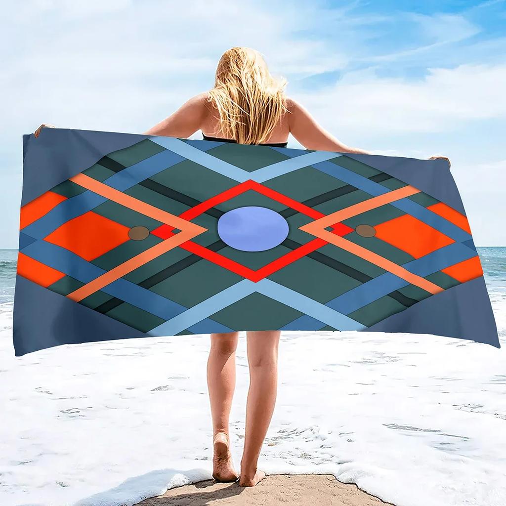 3D Beach Towel,Geometry Soft Bath Towels Highly Absorbent & Quick Dry Bath Washcloths,Sand Free Beach Towels for Adults,Kids