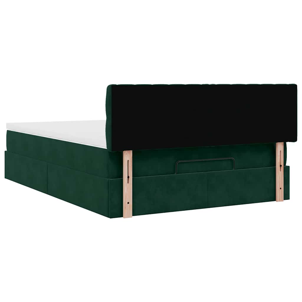 Ottoman Bed with Mattress Dark Green 140x190 Cm Velvet