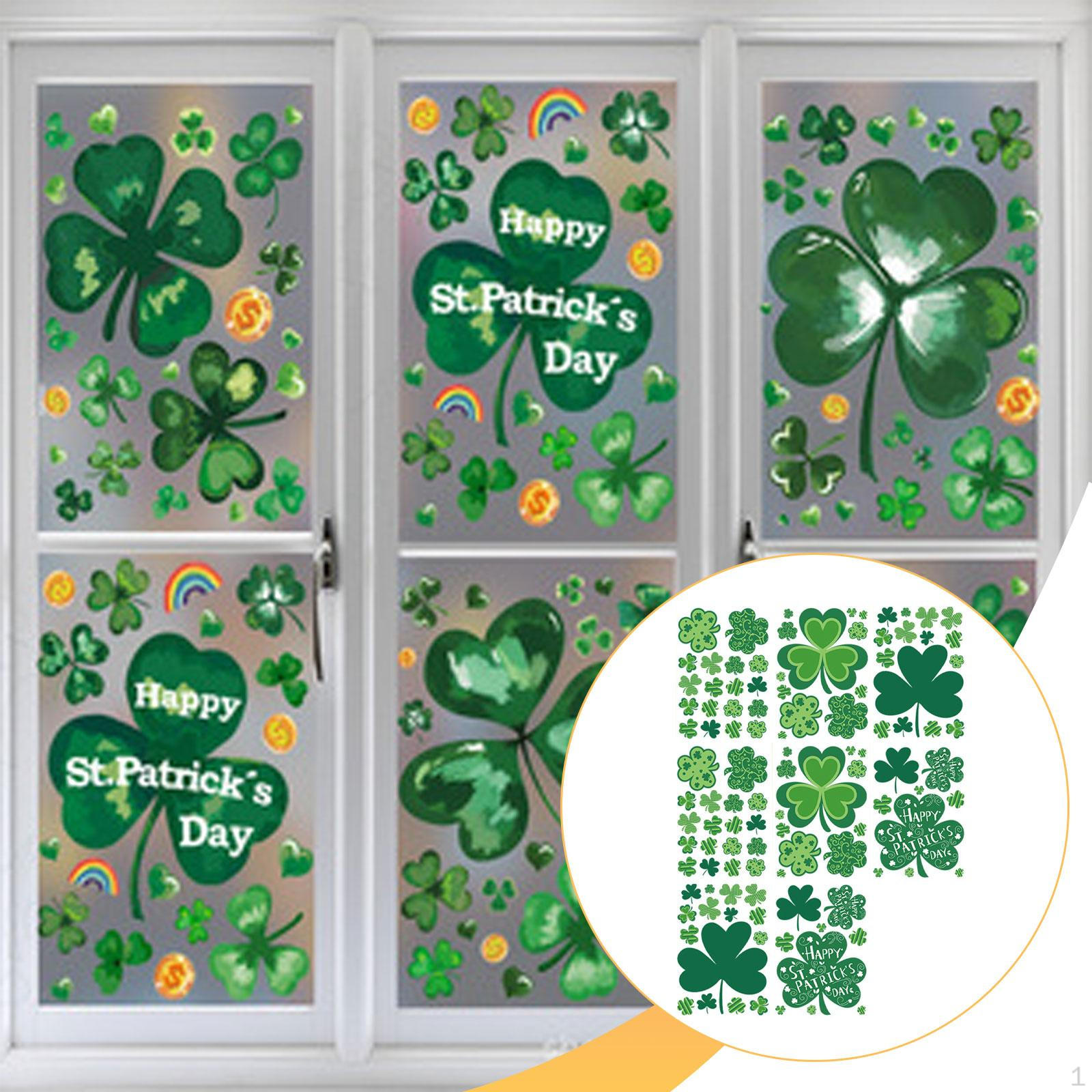

8 Window Decorations, Decorations And Accessories for The: Reusable Green PVC Stickers Style C