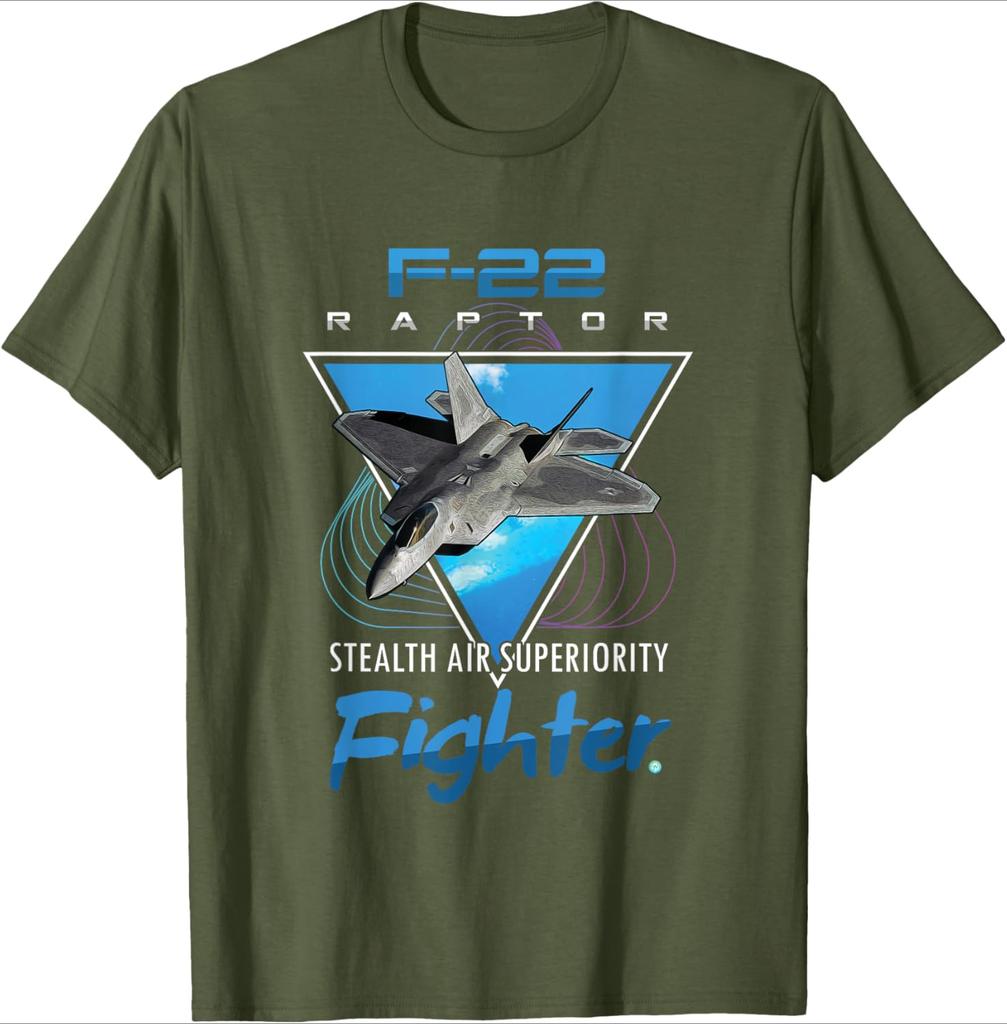 F22 Raptor Stealth Fighter Jet pattern design100 cotton summer Oneck short sleeve casual printed mens Tshirt