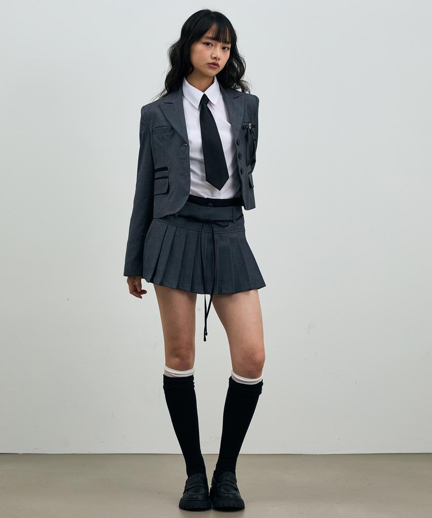 Alikim Scarlet Pleats Skirt Pants / Charcoal