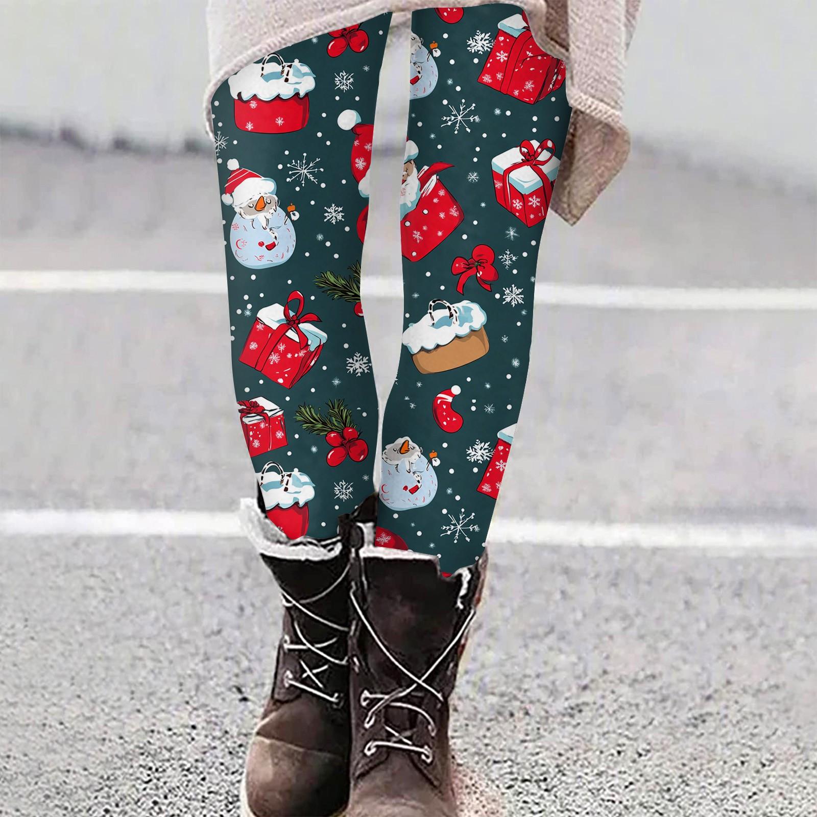 

Женские повседневные облегающие эластичные брюки для йоги с принтом рождественской елки и снежинок, укороченные брюки XXL тёмно-синий