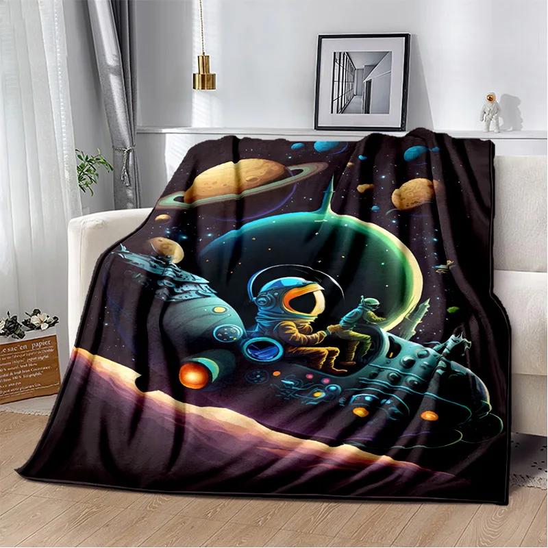 3D Outer Space Astronaut Universe Spaceman Cartoon Blanket,Soft Throw Blanket for Home Bedroom Bed Sofa Office Cover Blanket Kid