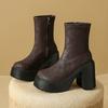 Block Heel Platform Skinny Elastic Boots European and American Retro Super High Heel Small Man Platform Hate Sky High Booties