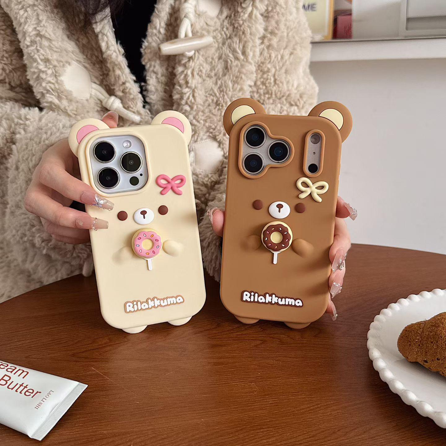 

Чехол-обложка Rilakkuma Сладкий пончик вращающийся для iPhone 14/15/16/17 Pro Max iPhone 13