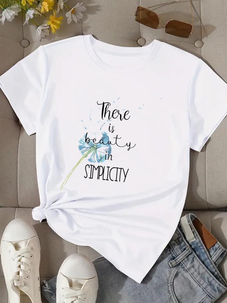 3(Asian Size) Print Fashion Female Tee Top Women Clothing T Shirt Flower Watercolor Cute Woman Short Sleeve Graphic T-shirts