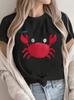 Cute Red Crab with Cocktail T-Shirt, White - Casual Tee for Beach, Party, Or Lounge Wear, Fun Gift for Adults, Lightweight And Comfortable Design