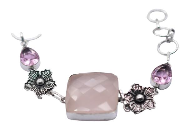 Rose Quartz Gemstone Handmade Bracelet Jewelry BR 151