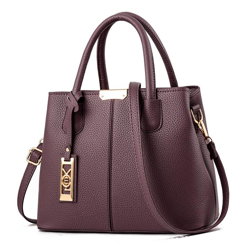 Stylish Large Capacity Mom Handbag For Middle-aged Women In Elegant Purple Color