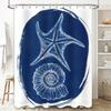 Blue Marine Life Shower Curtain with Starfish Design for Bathroom Decor in Home Garden