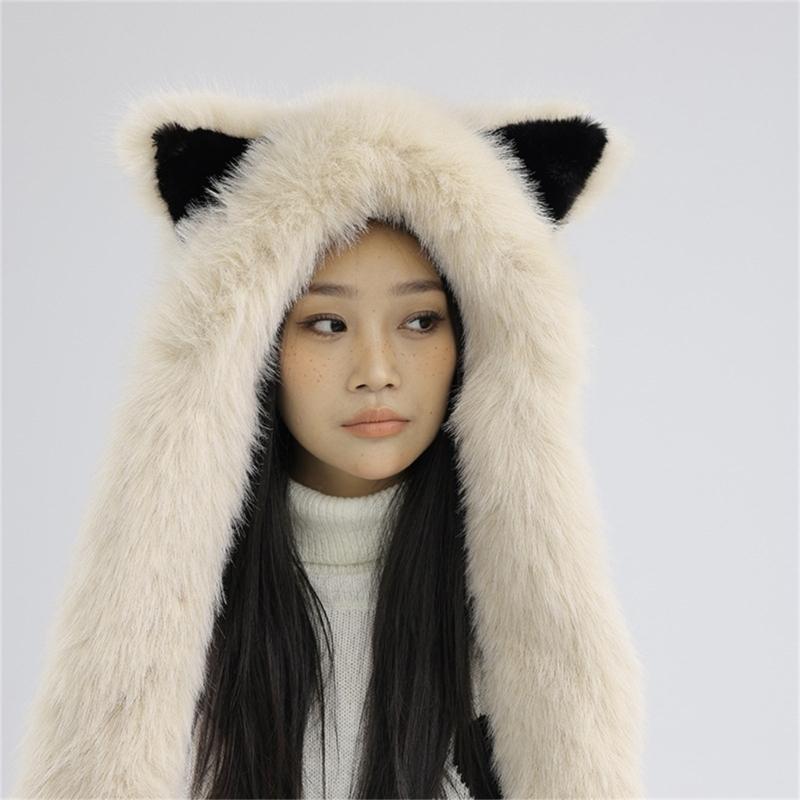 Thicken Warm Scarf Hat Lovely Foxs Ears Women Hat Outdoor Earflap Children Hat for Winter Warmth and Fashionable Look