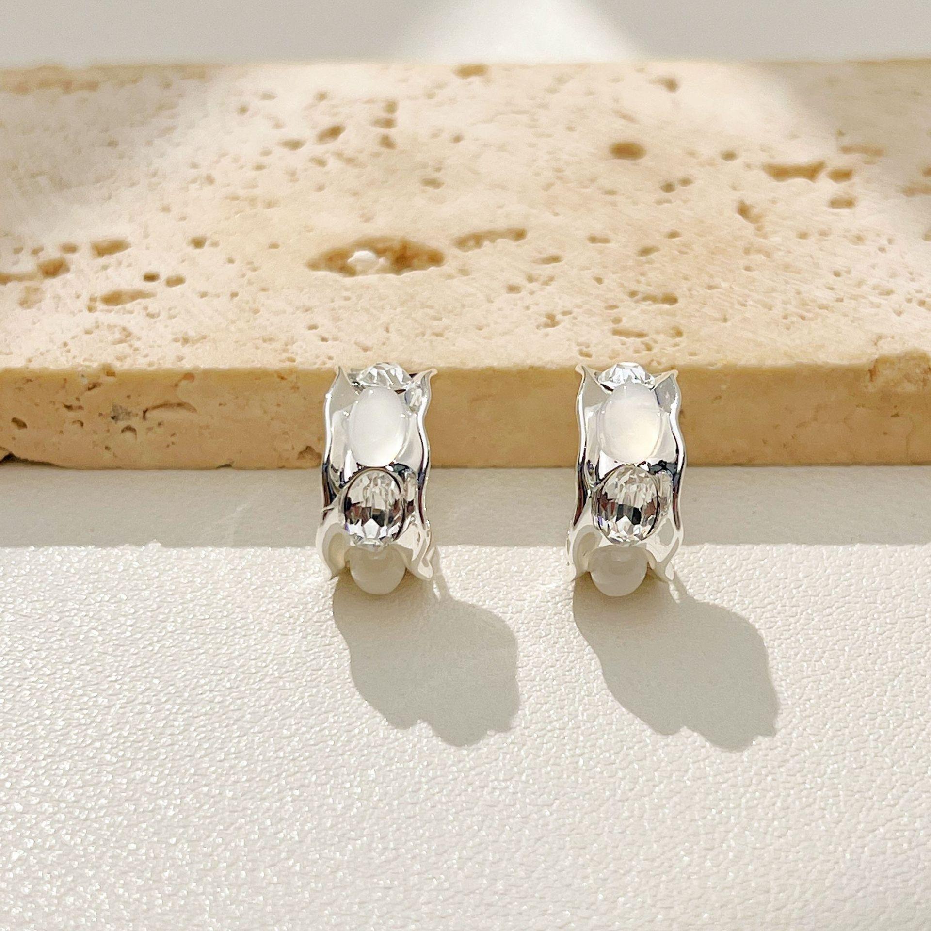 Irregular Brass Stud Earrings-Gold Plated Trendy Gift Earrings серебряный