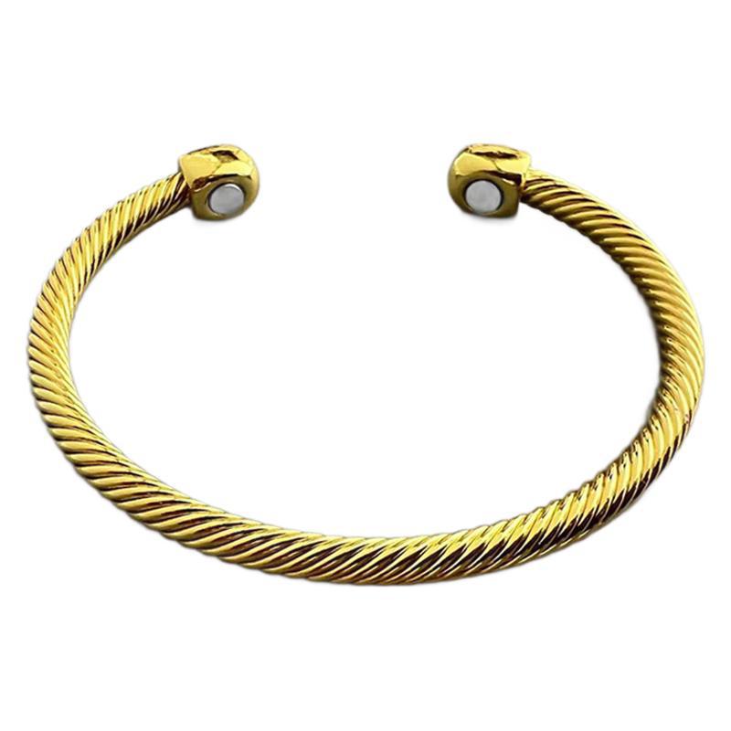 Magnet Bracelet with Adjustable Opening and Threaded Steel Wire Bracelet