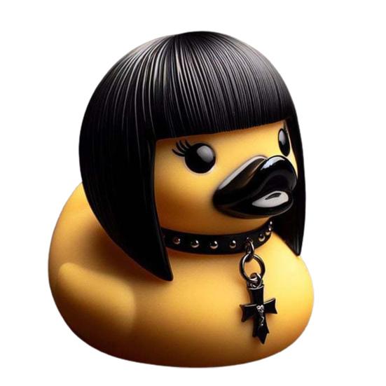 Punk Duck Figurine Gothic Deathrock Duck Model Resin Statue Ornament Black Figure Sculpture Toy