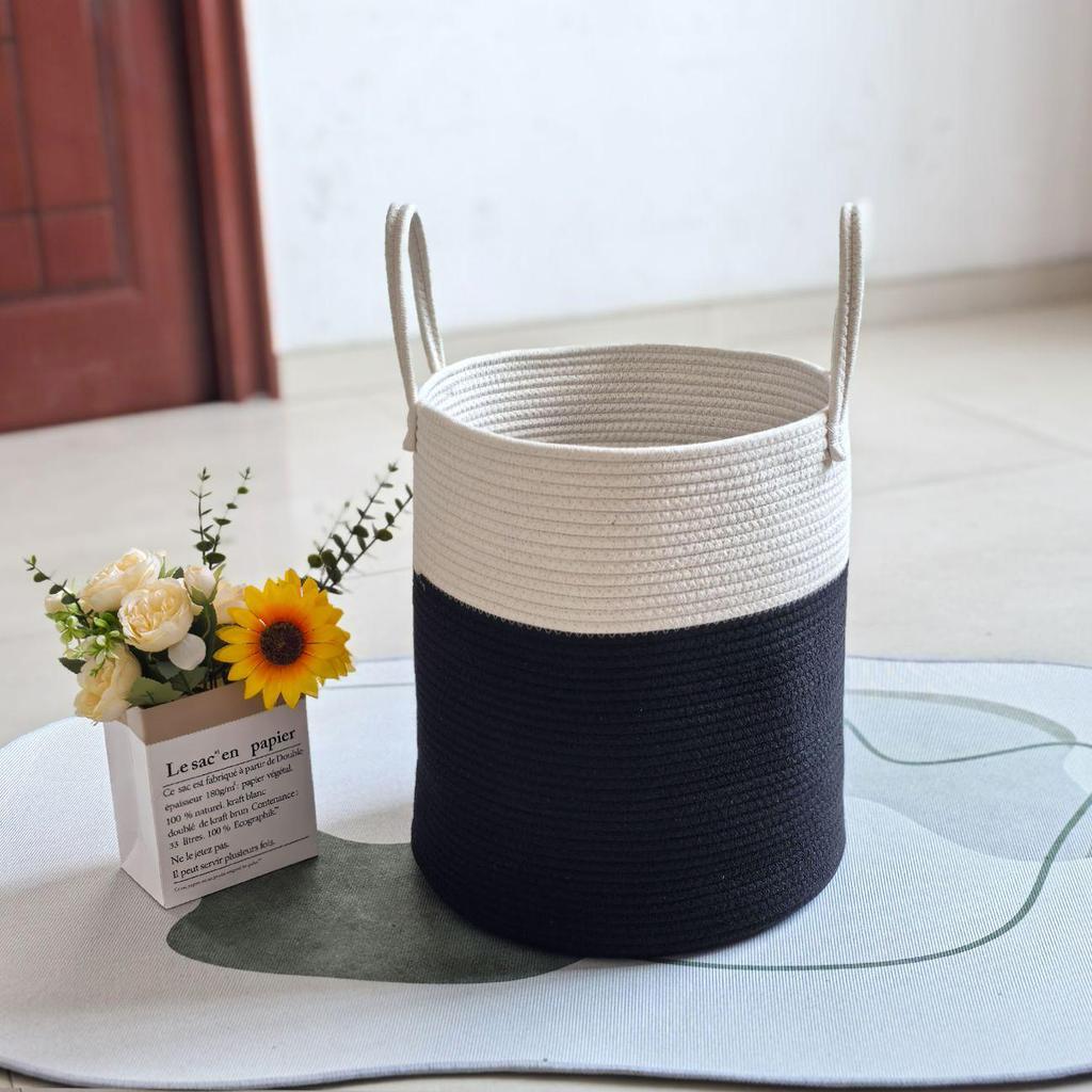 Korb aus gewebtem Baumwollseil im nordischen Stil für Wäsche, Spielzeug und Aufbewahrung