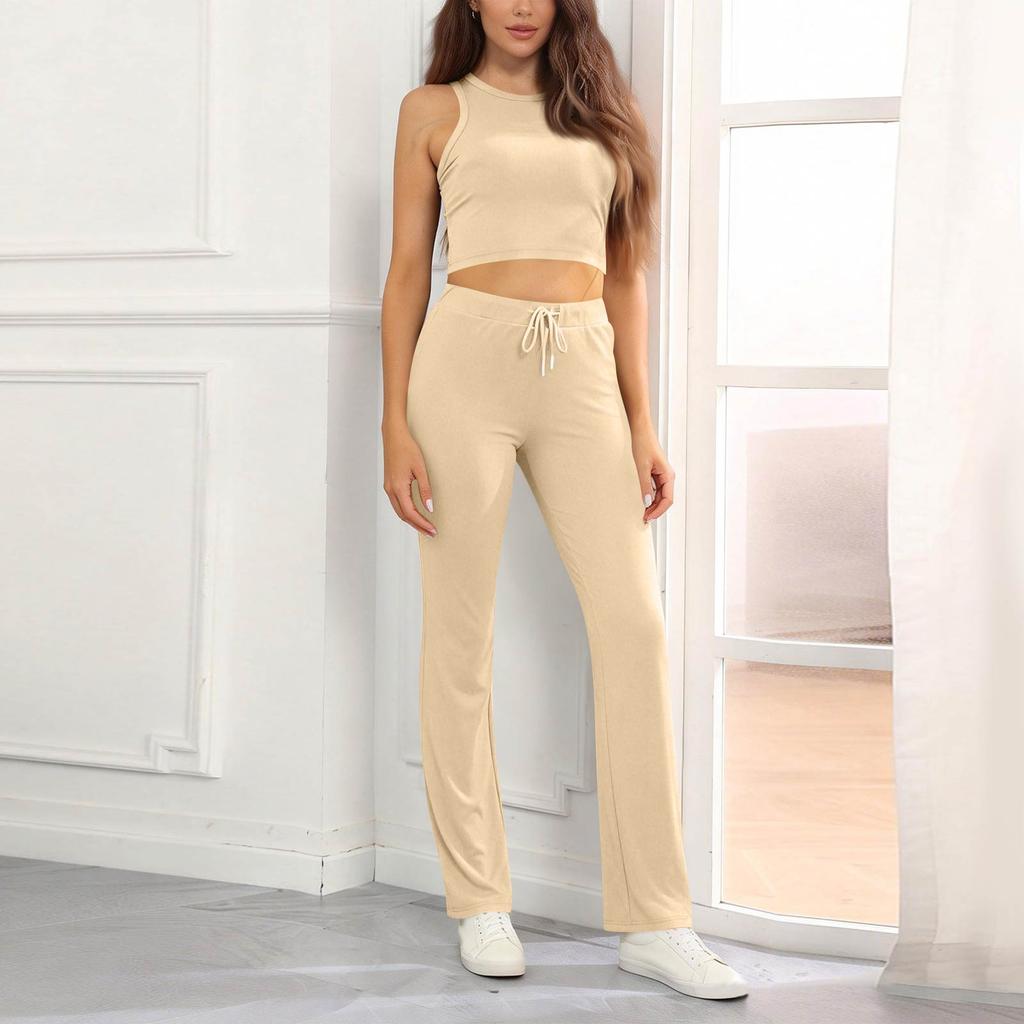 Women's 2-Piece Fashionable Casual High Stretch Shaping Sleeveless Pants Set