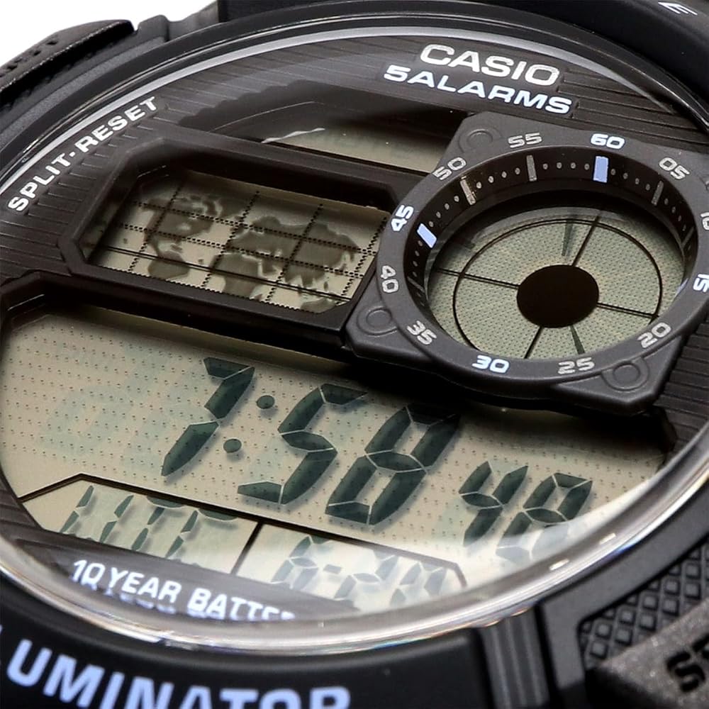 Casio World Time Digital Men's Watch AE-1000W-8AV Black Gray Waterproof Chronograph