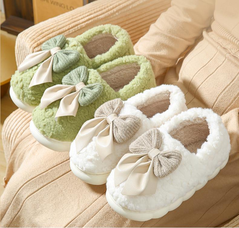 Butterfly Knot Cotton Shoes Anti Slip Plush Cotton Shoes