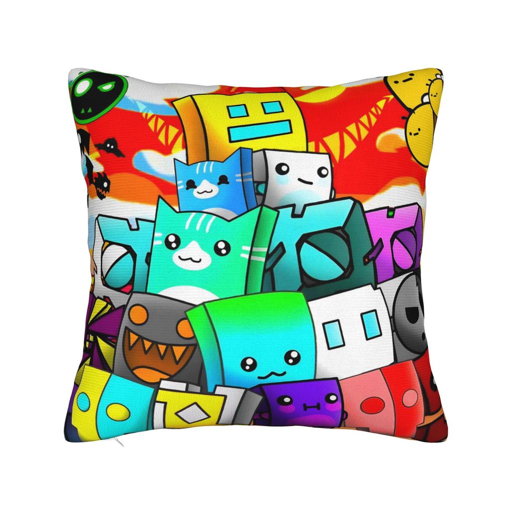 Geometry Dash Games Pillow Covers Merch Printing Cushion Cover Gift Throw Pillow Case Cover Chair Multiple Sizes