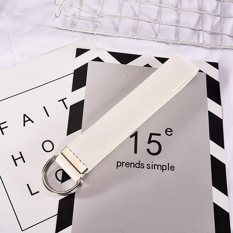 

Ремень унисекс из холщовой ткани с двумя кольцами для молодежи - стильный, универсальный и модный однотонный аксессуар 130cm x 3.8cm белый