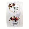 Floral Thank You Stickers, 4 Assorted Designs, Round Adhesive Labels for Scrapbooking, Packaging, and Stationery Sealing