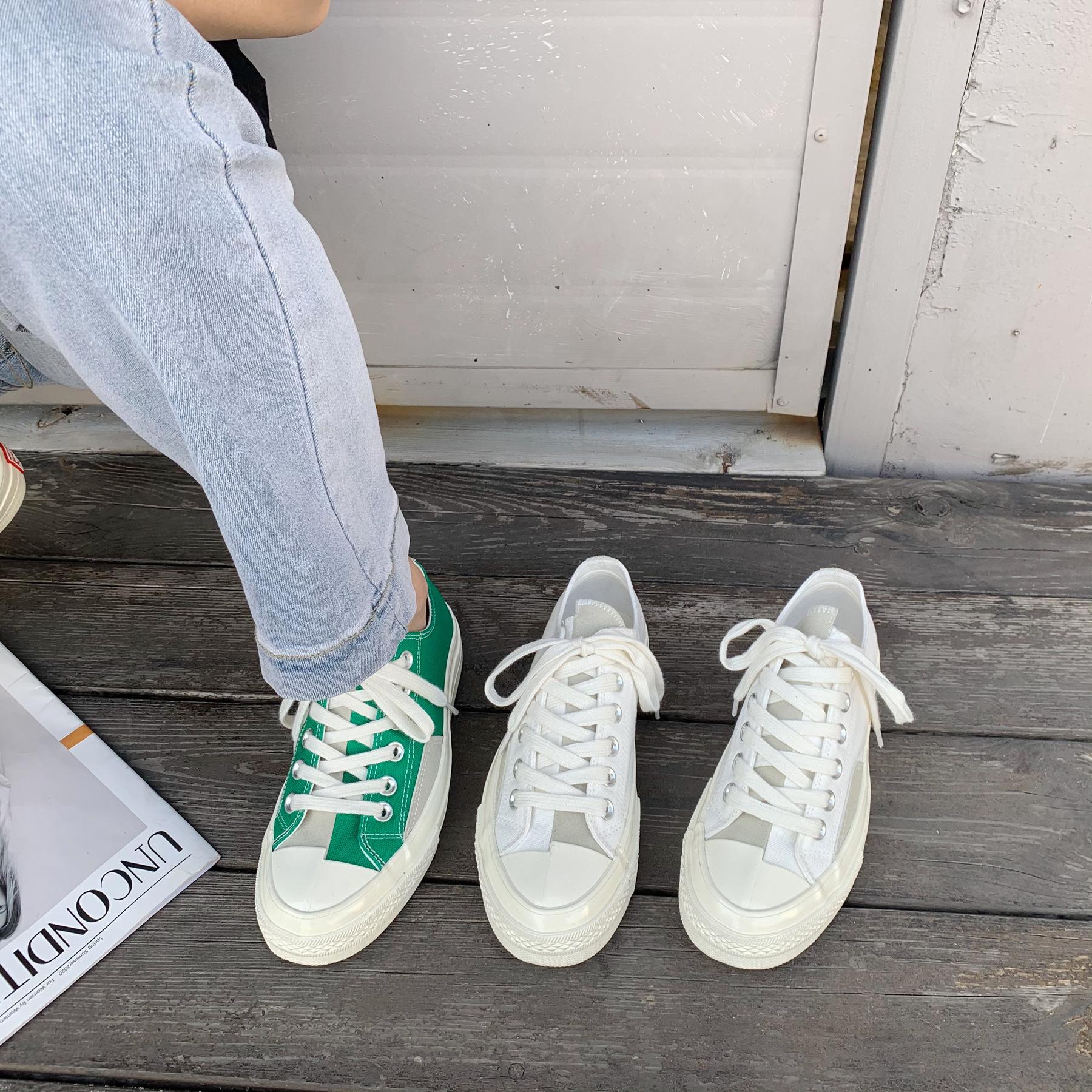 Модные новые белые парусиновые туфли с низким вырезом — фото 3