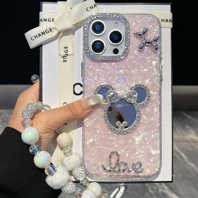 Glitter Shell Rhinestone Mirror Case for iPhone 17 Pro Max/Apple 14/15