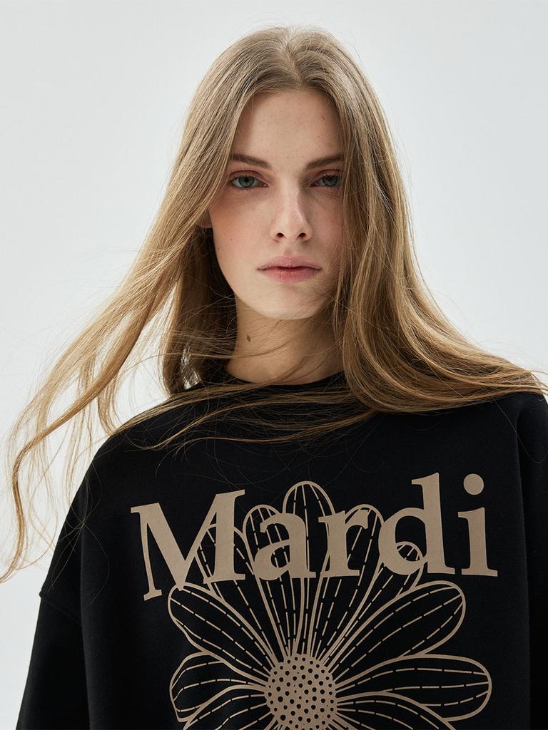 [mardimercredi] SWEATSHIRT FLOWERMARDI_BLACK TAUPE
