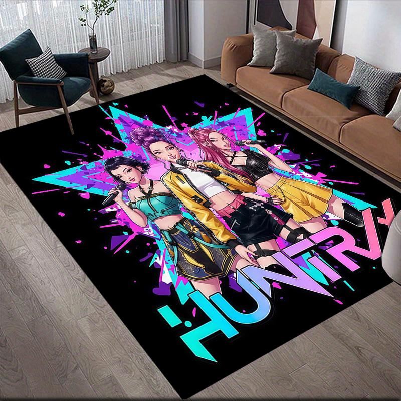 HUNTRIX Flannel Pattern Square Carpet,Area Rug,Carpet Rug for Living Room Bedroom Sofa Playroom Decor,Non-slip Floor Mat