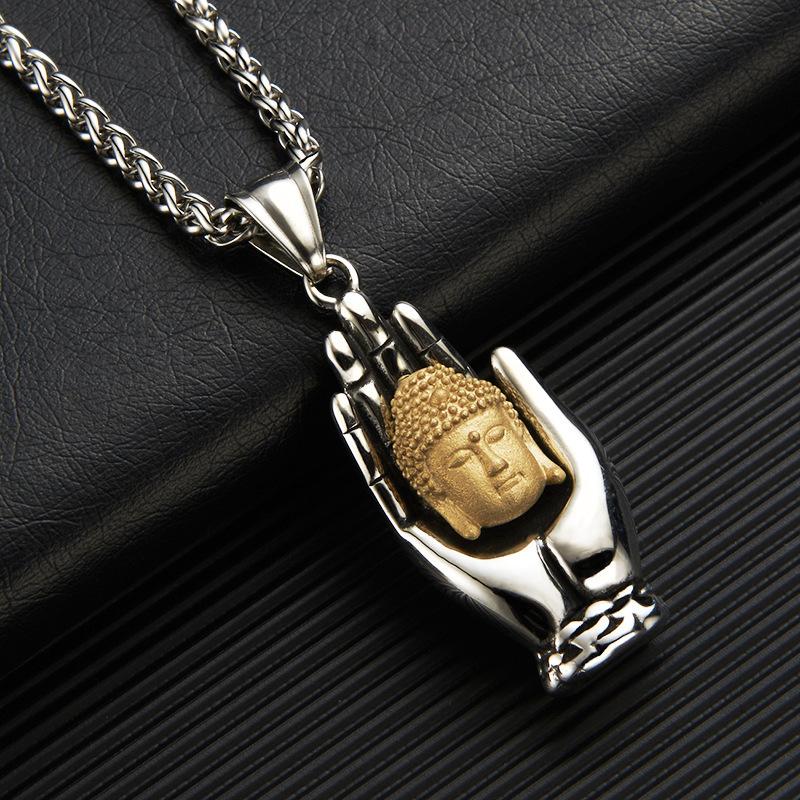New Retro Palm Buddha Male Great Sun Tathagata Buddha Versatile Jewelry Necklace Pendant
