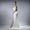One-Shoulder Solid Color Evening Dress with Slit and Fishtail Skirt