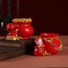 Fortune Piggy Bank: God of Wealth Pen Holder & Flower Arrangement - Lucky Bag Decor, Office Storage, New Year Gift