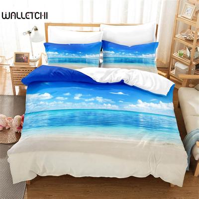 Letni Design Plaży Zestaw Pościeli Zestaw Poszwy na Kołdrę Pościel 3D Druk Cyfrowy Pościel Bawełniana Rozmiar Queen Zestaw Pościeli Modny Design