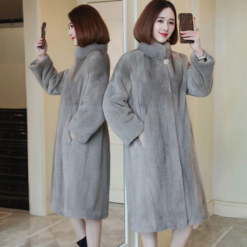 Faux Fur Coat, Elegant Thermal Solid Long Sleeve Knee Length Coat for Fall & Winter, Women's Clothing