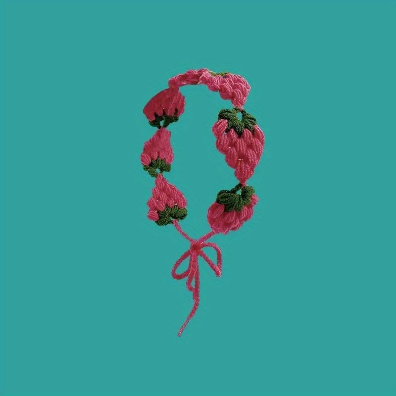 Kleines Erdbeer-Stirnband Häkeln Süß Niedlich Haarband Schal Stirnbänder Bandanas Breite Elastische Haarbänder Modeaccessoires