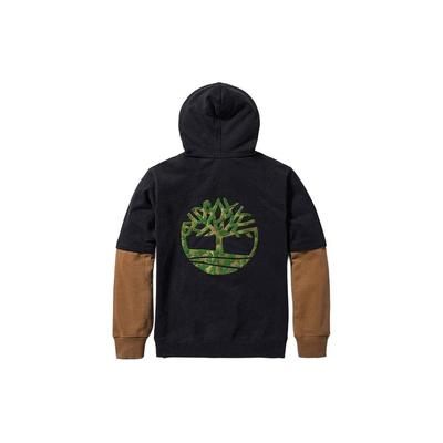 Timberland Felpa con cappuccio finta due pezzi con logo ad albero ricamato sul retro Unisex Nera A2R6P-001