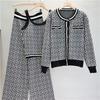 Autumn And Winter Jacquard Knitted Cardigan Women's Suit Jacket Vest And Pants Three Piece Set