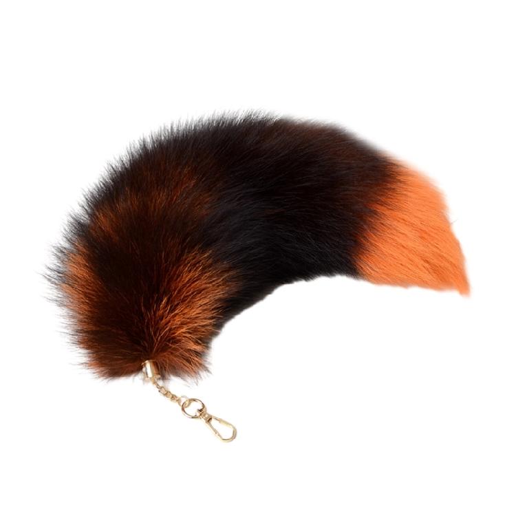 Gradient Foxes Furs Tail Pendant Keychain Keys Holder for Purse Bag Decoration
