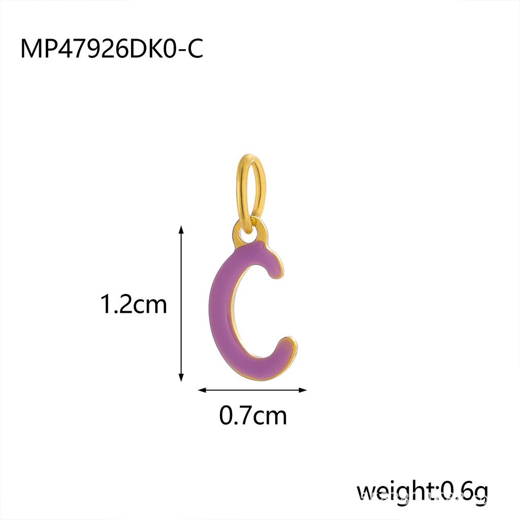 CARLIDANA Simple Gold Plated Stainless Steel Jewelry Alphabet Pendant Small Mini Colorful Oil Drop Initial Letter Necklace