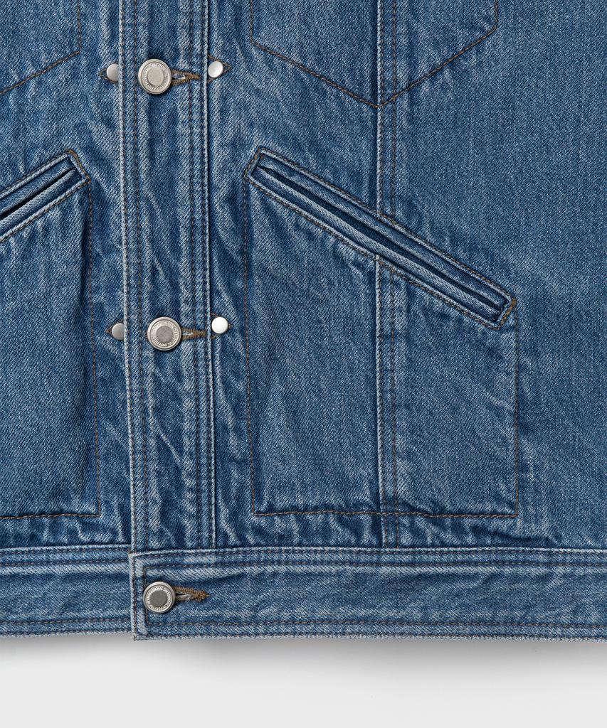 Belier Post Type Trucker Denim Jacket - Vintage Washed Indigo