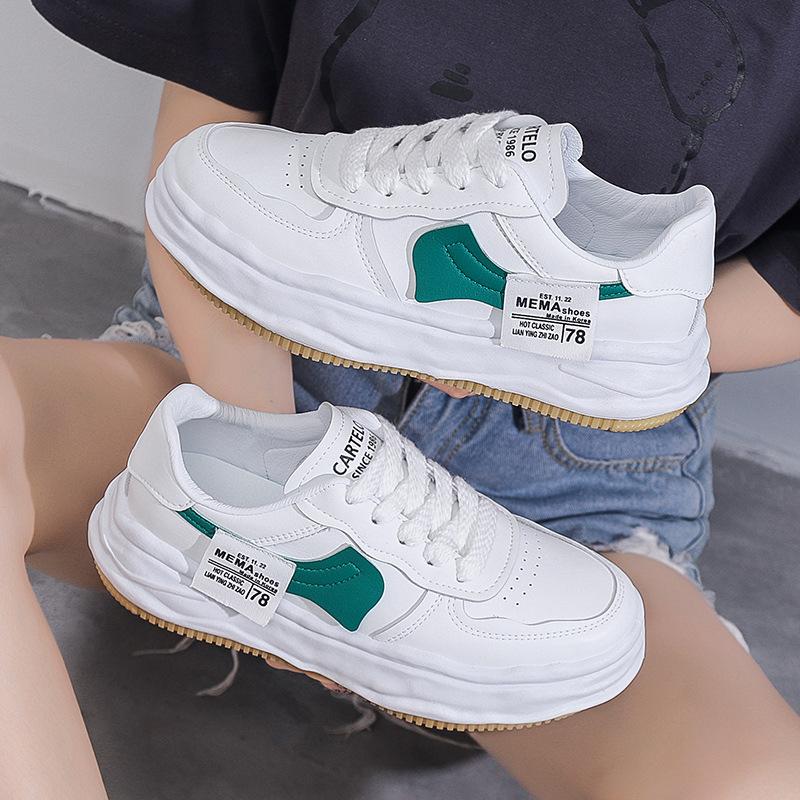 Thick Bottom Round Toe Fashion New Women Shoes Spring and Autumn White Shoes Female Sports Shoes