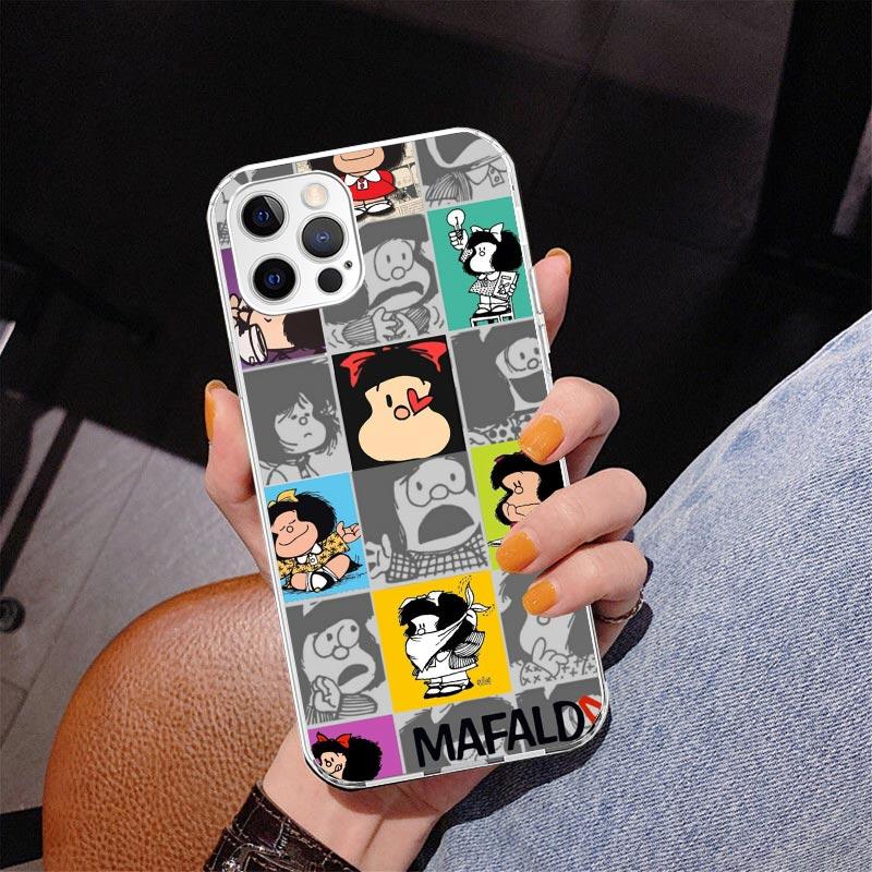 Cartoon Cute Mafalda Phone Case For iPhone 17 Air 16 Pro Max 16E 15 + 14 Plus 11 12 13 Mini 7 8 SE Gift Print Cover Fundas