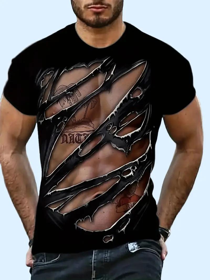 3D Printed Funny Fake Muscle T-shirt Men s Casual Fashion Sports Round Neck Clothing Street Style Fashion Summer Short Sleeved Tops 5XL