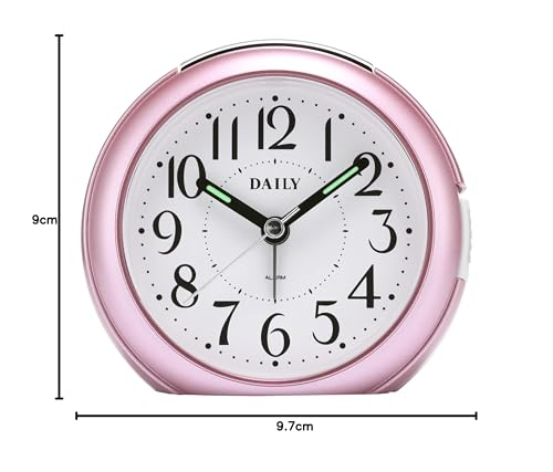 RHYTHM Budík Analogový Malý Roztomilý Plynulá Sekundová Ručička Růžový DAILY RA21DN 8REA21DN13